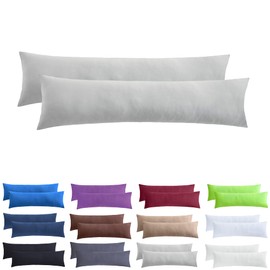 NatureMark Pack of 2 Jersey Cushion Covers, Side Sleeper Pillows, Neck Pillows, Many Sizes and Colours, Oeko-Tex (40 x 145 cm (Side Sleeper/Nursing Pillowcase), Silver Grey)