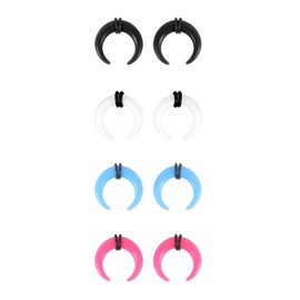 ZS 4 Pairs Acrylic Septum Taper Pincher Ring, 14G 12G 10G 8G 6G 4G 2G 0G 00G Buffalo Horseshoe Nose Ring Stretcher Expander for Stretching Pierced Nose Ear (6G)