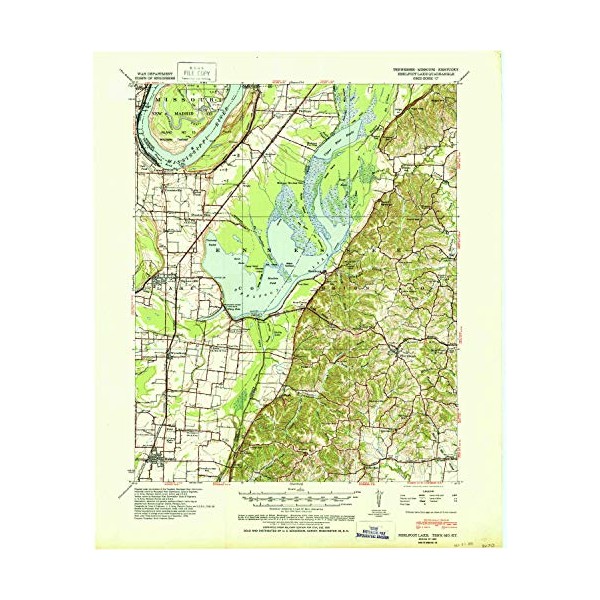 Reelfoot Lake TN topo map, 1:62500 Scale, 15 X 15 Minute, Historical, 1939, 21.9 x 18.1 in - Paper