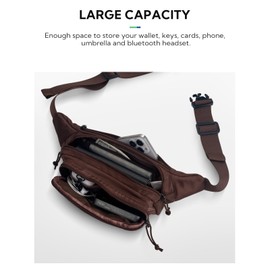 WATERFLY Bum Bag Belt Bag Men Women: Sporty Waist Bag Stylish Fanny Waist Pack Small Festival Bumbag MTB Hipbag Walking Bum Bag Unisex Hip Bag for Sports Dog Training, dark brown, bum bag