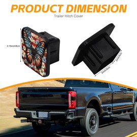 Sutmore Trailer Hitch Cover, Butterfly with Wildflowers on American Flag Hitch Cover Rubber Towing Hitch Plug Covers, Square 2 Inch Receiver Tube Plug Cap for Trucks Cars SUVs