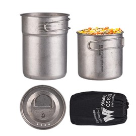 Camping Cooking Pot - Backpacking Stainless Steel Cookware | Portable Foldable Camping Pot Set of 2 with Handle for Backpacking Picnic Emergencies College Dorm Travel