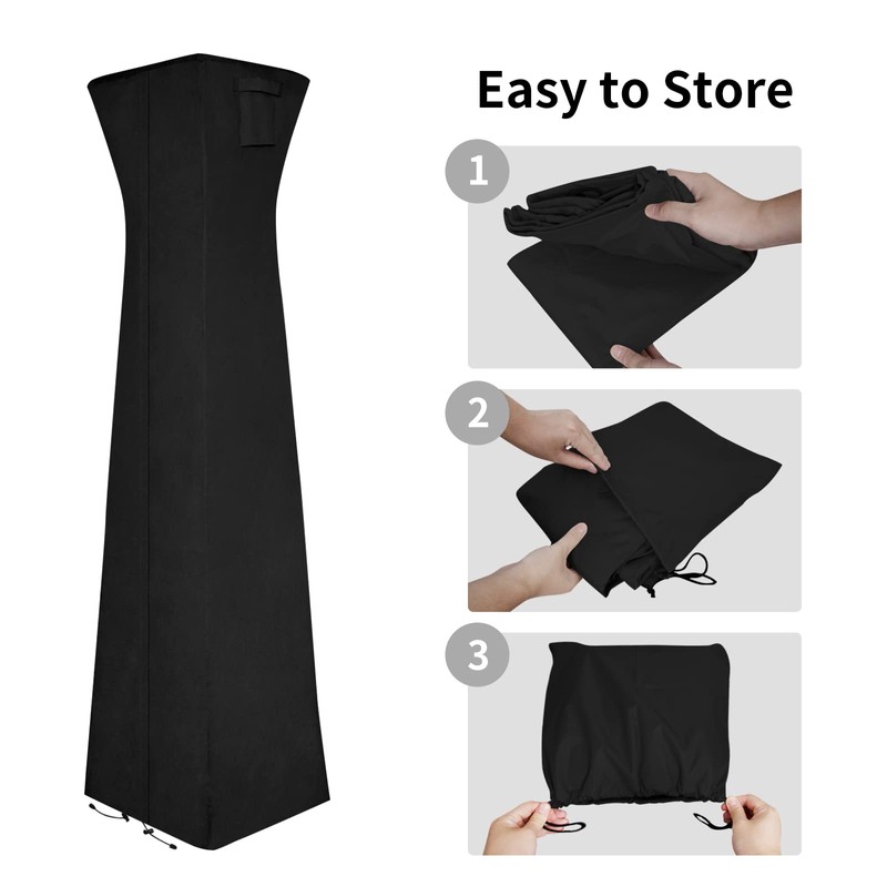 Easy-Going Pyramid Torch Patio Heater Cover with Zipper and Storage