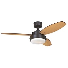 Ciata Bedroom Ceiling Fan With Light, 42 Inch Alloy Indoor Ceiling Fan in Oil Rubbed Bronze Finish with LED Light Fixture in Opal Frosted Glass with Reversible Walnut/Family Oak Blades