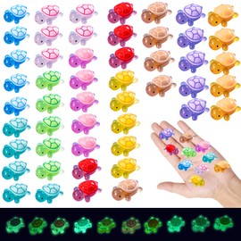 BeoTnp 50 PCS Mini Turtles, Mini Resin Animals, Glow in the Dark Tiny Turtles, 1x2.7 cm Small Resin Figures for Garden, Fish Tank, Aquarium, Dollhouse Decor(Mixed Colors)