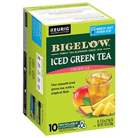 Bigelow Tea Unsweetened Tropical Green Iced Tea Keurig K-Cup Pods, Caffeinated Tea Keurig Tea Pods, 10 Count (Pack of 6), 60 Total K-Cup Pods