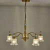 TELAFLY 5 Lights Vintage Gold Chandelier, Elegant Rustic Chandeliers Glass