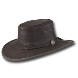 BARMAH HATS Squashy Fullgrain Leather Hat - Item 1026 (Brown, Small)