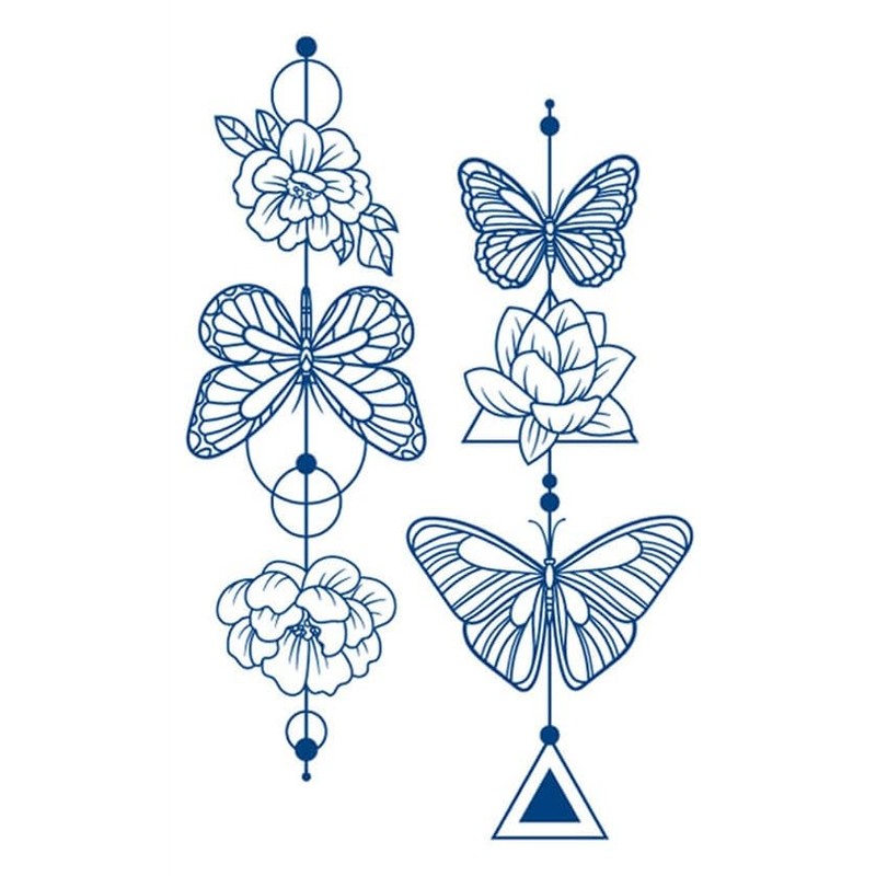 4 Blätter langanhaltende Schmetterling Tattoo Blumen Tattoo Semi-Permanente Tattoo GZ