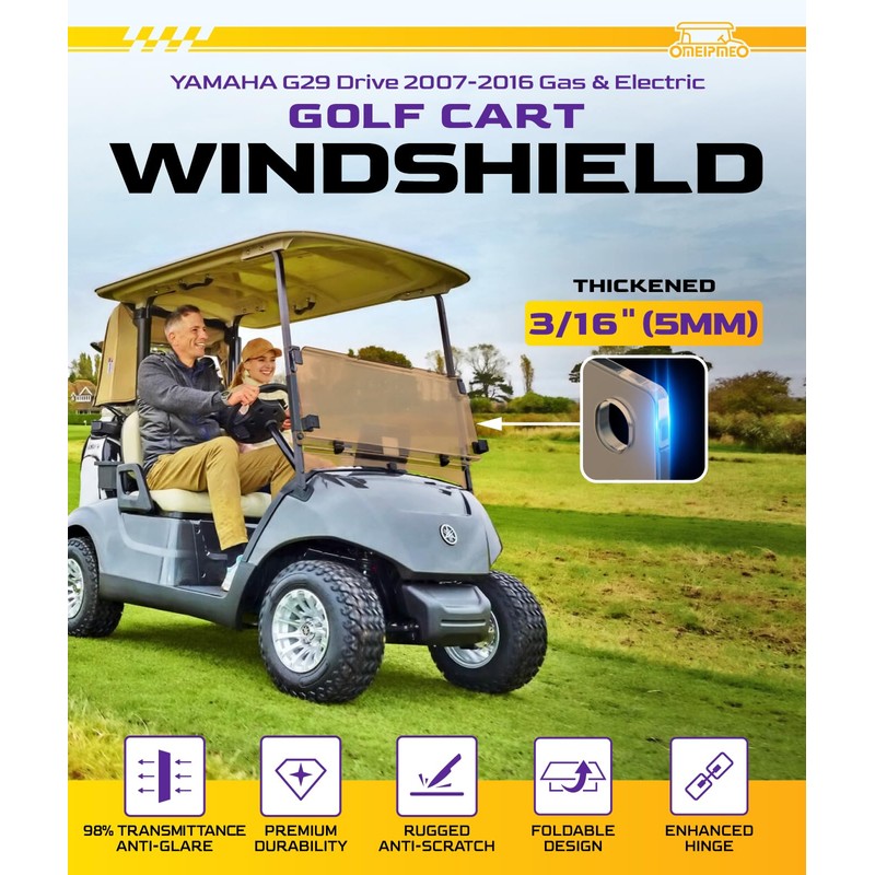 Upgrade Golf Cart Windshield for YAMAHA G29/Drive 2007-2016 Gas/Electric Models,