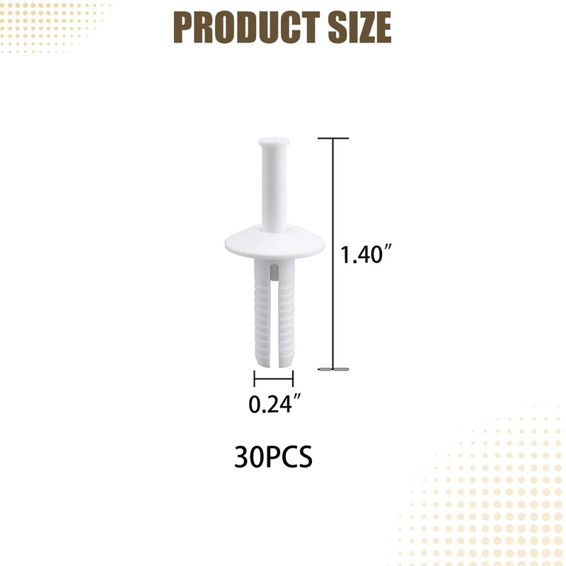 30 Pack 014973169992 Nylon Nail Drive Anchors, 1/4 x 1