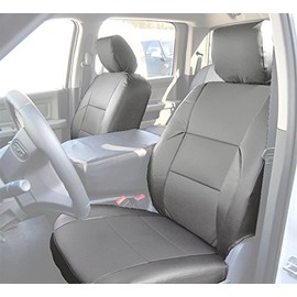 Iggee 2009~2016 Dodge RAM 1500 2500 3500 (NO LAREMIE) Grey Artificial Leather Custom Made Original fit Front seat Covers