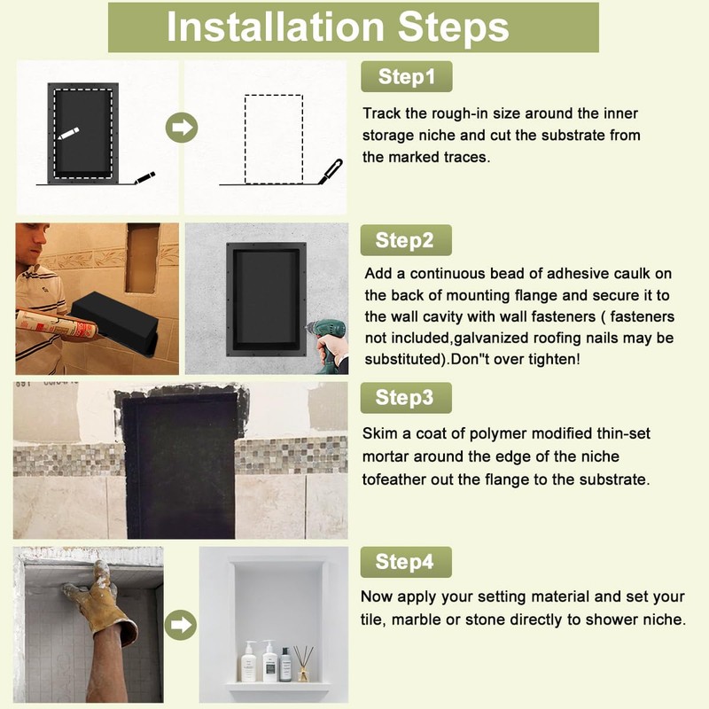 Suteck Shower Niche, 17" x 25" x 3.8" Shower Single