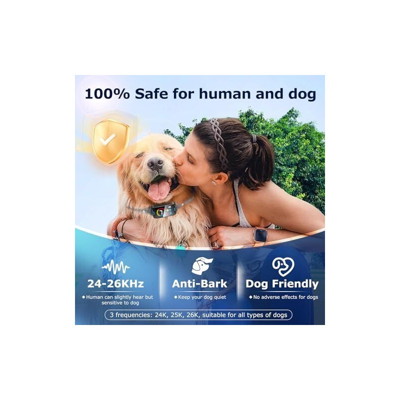 SLAYKAM Bark Collar For Large Medium Dogs Ultrasonic Dog Deterrent