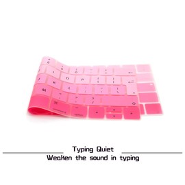 HRH Touch Bar Silicone Keyboard Cover for MacBook Pro with Touch Bar 13 Inch and 15 Inch (A2159/A1989/A1706,A1990/A1707) 2019 2018 2016 2017 Release European Version,Ombre Pink