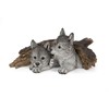 Hi-Line Gift Grey Wolf Cubs Hiding Under Log Statue