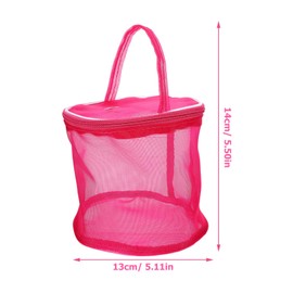 DOITOOL Knitting Bag Mesh Nylon Handle Crochet Hook Storage Organizer for Woolen Yarn and Accessories Dustproof Tote for Rosy