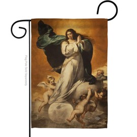 Faith Immaculate Conception with Angels Garden Flag Religious Hope Grace Peace Dove Christian Religion Easter Small Decorative Gift Yard House Banner Double-Sided Made in USA 13 X 18.5