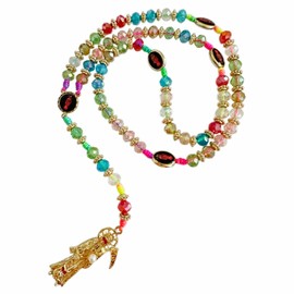 Bovemee Santa Muerte Necklace Rosaries Beads Holy Death's Necklace Blessing Crafted Rosario de la santa muerte Prayer Gift For Men and Women (Colorful)
