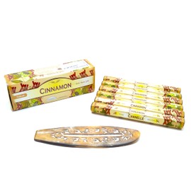 120 Cinnamon (Cinnamon) Incense Sticks Seasoning Joss Incense Sticks 120 Joss Sticks for Home with Ashtray Spiritual Therapeutic