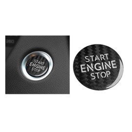 HIBEYO Car Engine Start Button Cover Sticker Fits VW Tiguan T-Cross Passat Bora C-TREK CC Carbon Fibre One Button Start Button Ignition Switch Push Button Cover Repair Switch Protection C Black