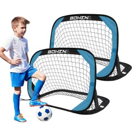 BOHEN 3.3x2.2ft Pop Up Portable Soccer Goal for Kids Outdoor Soccer Net for Backyard Set of 2