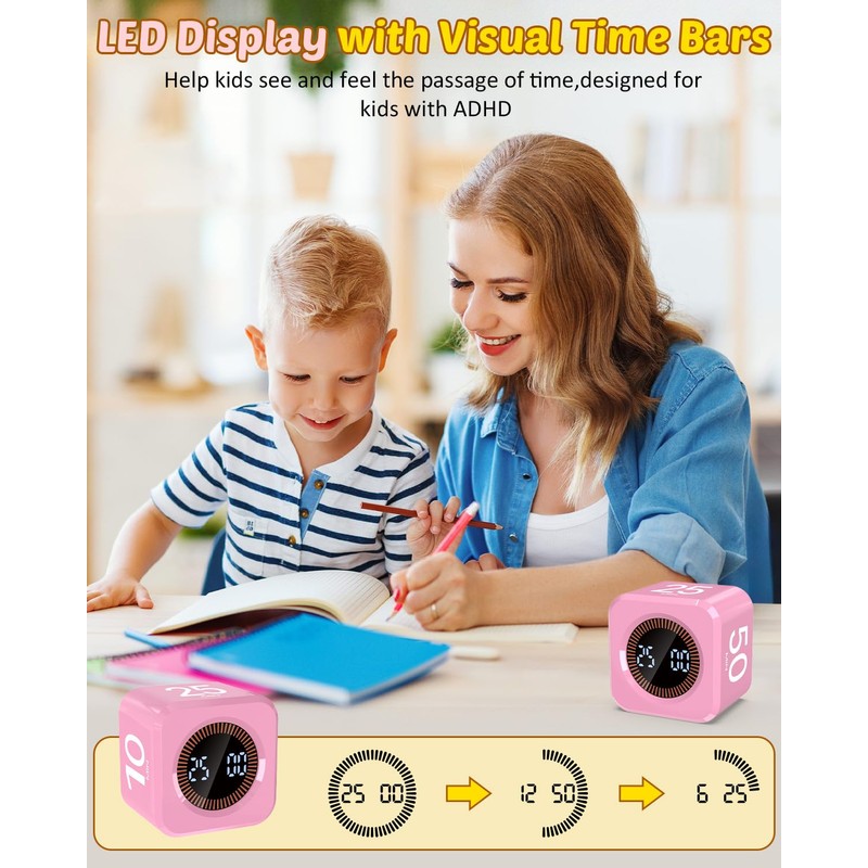 Pomodoro Timer Cube Visual Productivity Flip Timer for Kids Classroom
