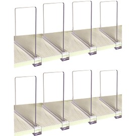 CY craft Shelf Dividers for Closets, 8PCS Clear Acrylic Shelf Divider for Wood Shelves and Clothes Organizer/Purses Separators Perfect for Kitchen Cabinets and Bedroom Organizer