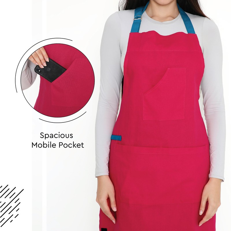 Encasa XO Adjustable Kitchen Apron with Pockets and Towel Holder