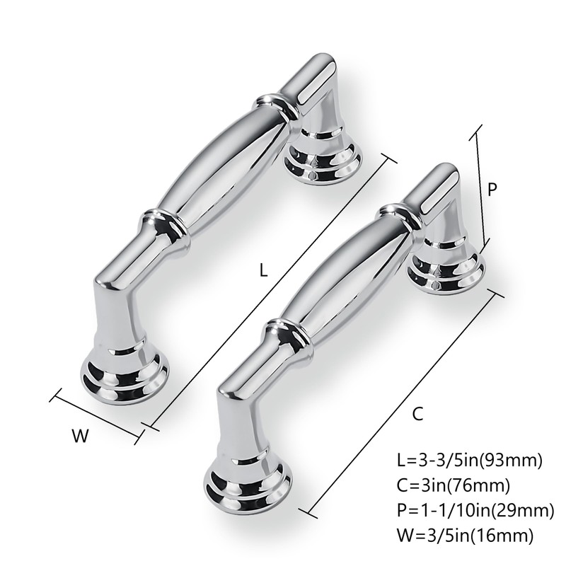 CABDM 10 Pack 3 Inch Hole Center Polished Chrome Cabinet