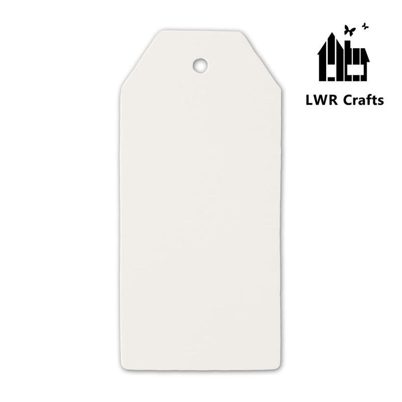 LWR CRAFTS 100 Hang Tags with Jute Twines 100ft (White,