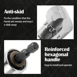 Jamiikury 105 Degree Right Angle Driver, Power Screwdriver Drill Extension Attachment Adapter with 1/4" Hex Magnetic Bit Socket and 1/4" Hex Quick Change Drive - Pack of 1, Silver