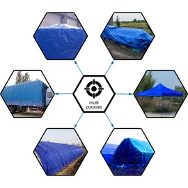 CARTMAN Finished Size 10x20 Feet Blue Poly Tarp 5 Mil Thick, Multipurpose Protective Cover for Camping, Tent, Boat, RV, Car