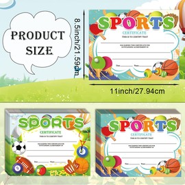 8.5 x11 inch Student Recognition Rewards Certificates 20 Pcs School Achievement Rewards Certificates Basketball Soccer Baseball Student Recognition Reward Certificates for PE Achievement