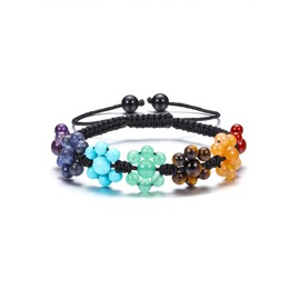 GEHECRST 7 Chakra Bracelet Gemstone Bracelets Natural Chakra Stones Yoga Bracelet Braided Adjustable Bracelet Healing Reiki Energy Therapy Good Luck Gemstone, Gemstone