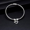 KunBead Jewelry Silver Heart Charm Birthday Bracelet Stainless Steel Love