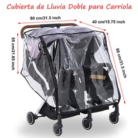 WADY Cubierta de Lluvia Doble para Carriola, Universal Impermeable a Prueba de Polvo Accesorios para Cochecitos, Impermeable para Exteriores de Transparente Protector Contra, Cubierta para Carriola