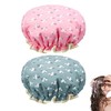 2 Pcs Shower Cap,Large Caps Waterproof Elastic Band Bath Double