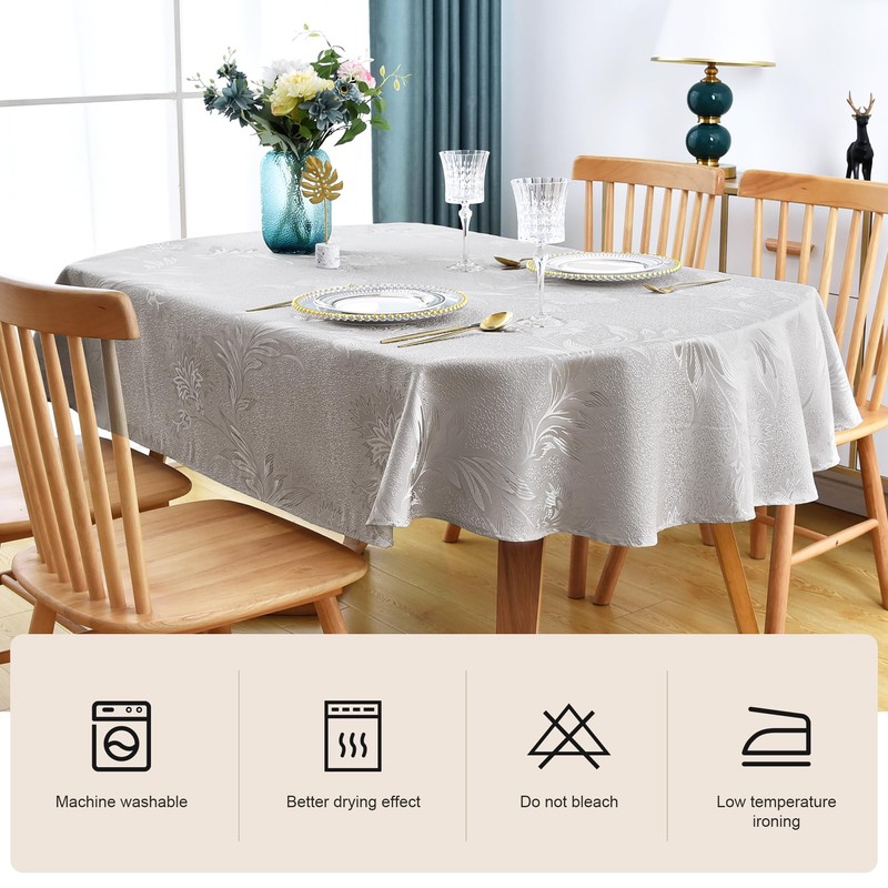 Wolkemer Oval Jacquard Tablecloth Gold Floral Countryside Leaves Damask Patterns