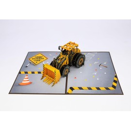 Papercraft Creations Construction Bulldozer 3D Greeting Pop Up Birthday Card For Kids, Happy Birthday Card For Boy, Son, Kid, Toddler, Funny, Father's Day, Grandson, Retirement