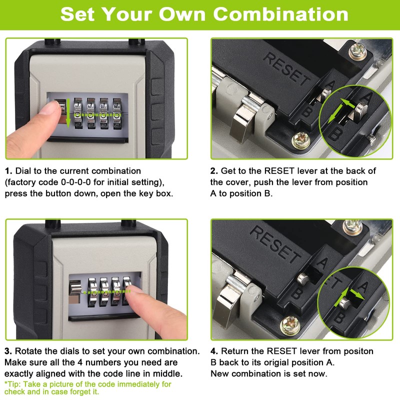 ZHEGE Key Safe Padlock, Key Box with Code Wall Mounted,
