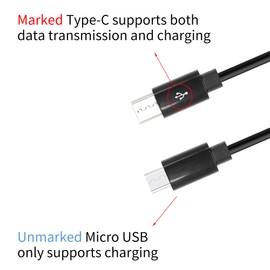 RIIEYOCA Multi Charging Cable, 2 in 1 USB 2.0 A to USB Type C and Micro USB Charging Cable Cord,Power up to 2 Devices at Once from a Single USB Port,1M(Black)
