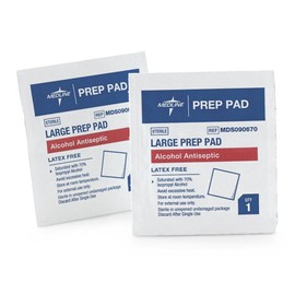 Medline Sterile Alcohol Prep Pads, Large, 100 Count