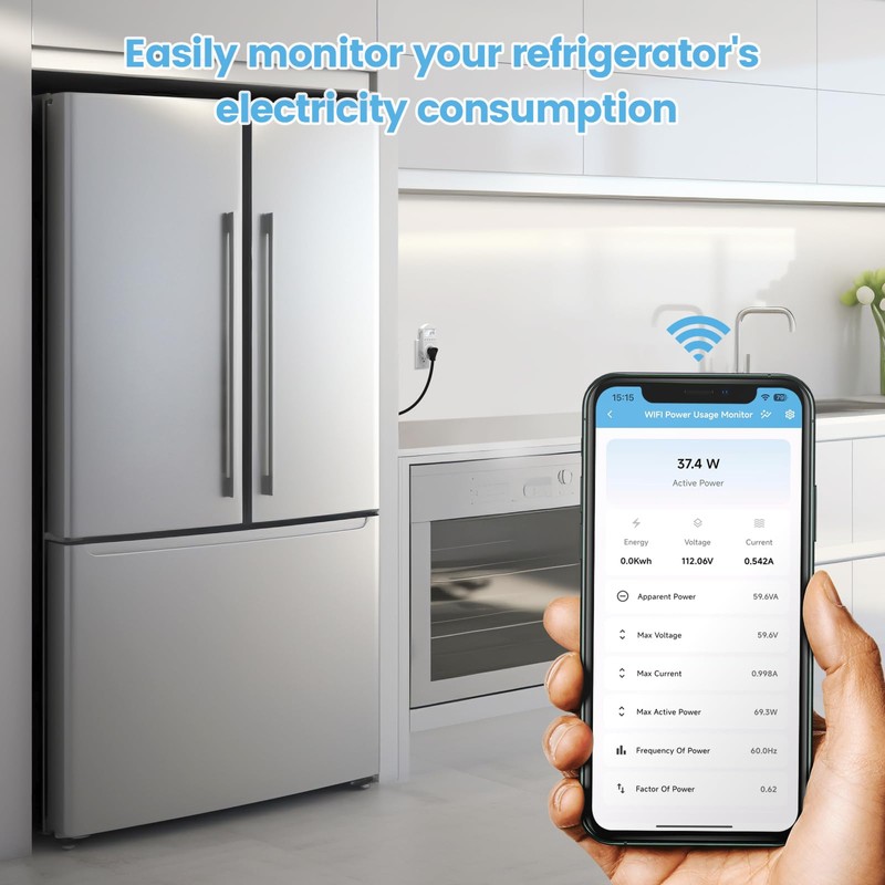 WiFi Electricity Usage Monitor, Zuomeng Plug-in WiFi Power Meter with