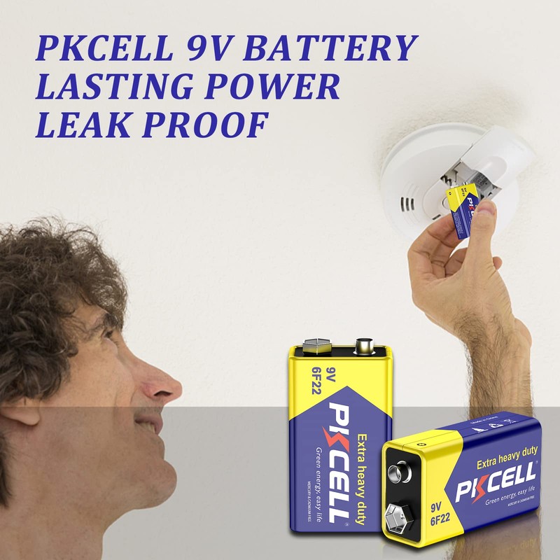 PKCELL PKCELL 9V Battery Carbon Zinc for Smoke Detectors 6F22