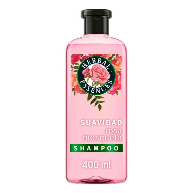 Shampoo Suavidad Rosa Mosqueta Herbal Essences para más brillo y