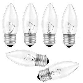 40W Incandescent Torpedo Tip Chandelier - ge Light Bulbs 40 watt, E26 Candelabra, TipIncandescent Clear Dimmable Light Bulbs and Medium E26 Base,Transparent Candle Light Bulb for Chandeliers (6PACK)
