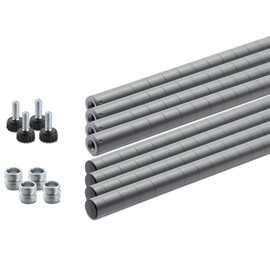TRINITY Pole Set to Make Wire Shelving Racks for Kitchen Organization, Garage Storage, Laundry Room, 72” by 1”, Gray, Set of 4