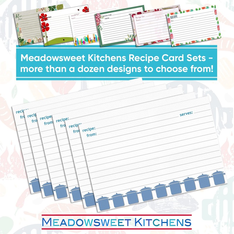 Meadowsweet Kitchens Recipe Card Set - 25 Double Sided Recipe