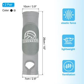 PATIKIL Volleyball Arm Sleeves, 2 Pair Passing Forearm Sleeve with Protection Pads Thumbhole Volleyball Arm Pads for Youth Teenagers Men Women, Grey,Black
